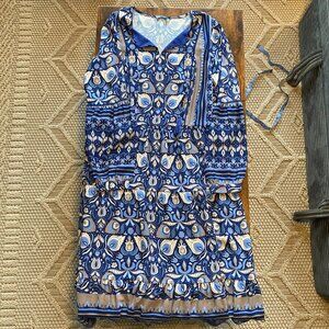 J. McLaughlin Blue Floral Paisley Peasant Midi/Maxi Dress – Size S